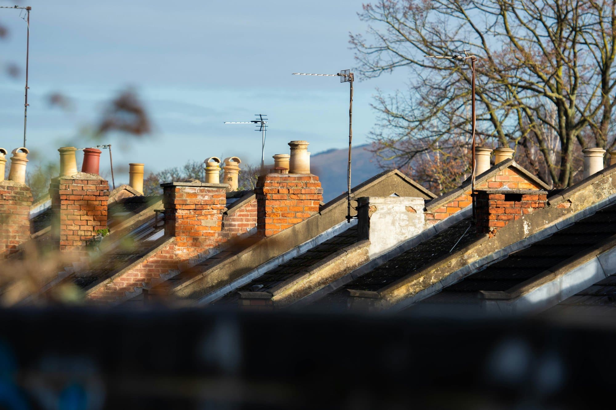 Brick bungalows on a quiet residential road